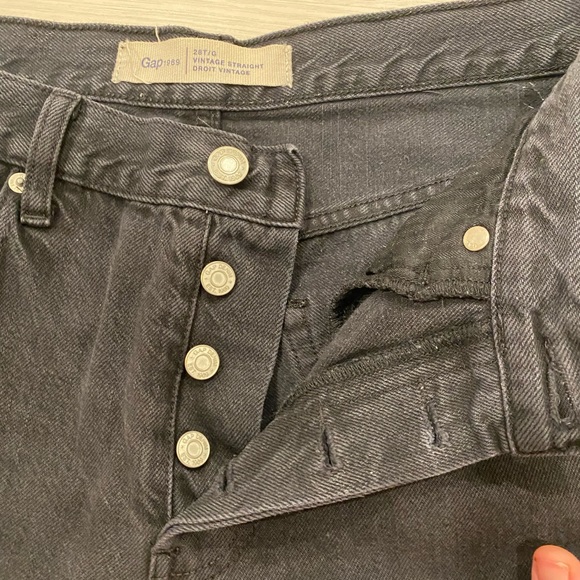 Gap Vintage Straight 100% cotton black jeans Size 28 - Picture 2 of 5